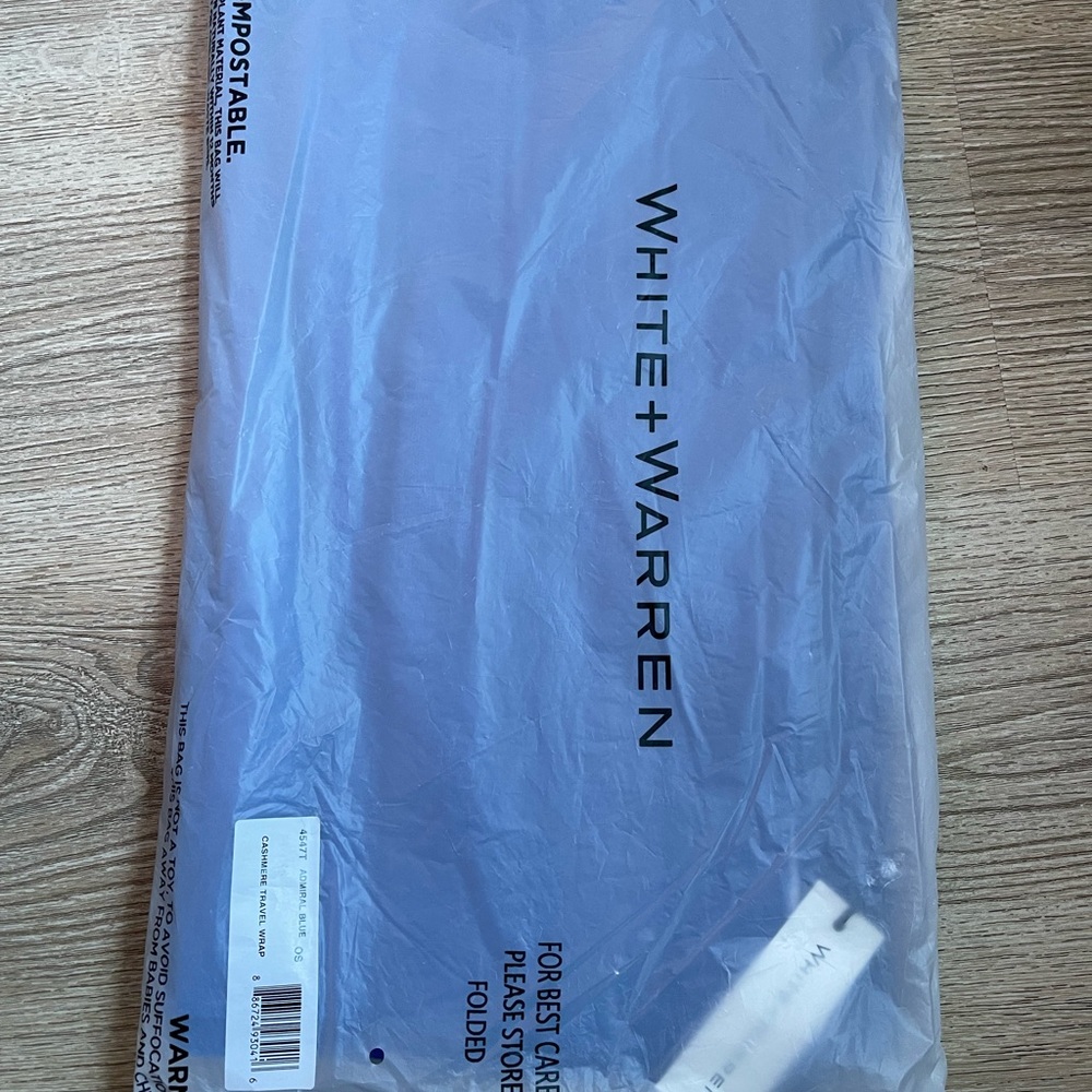 White + Warren Admiral Blue Cashmere Travel Wrap 4547T - Picture 3 of 4